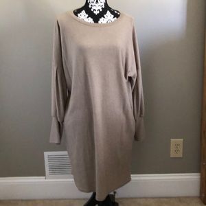 Tan sweater dress with pockets